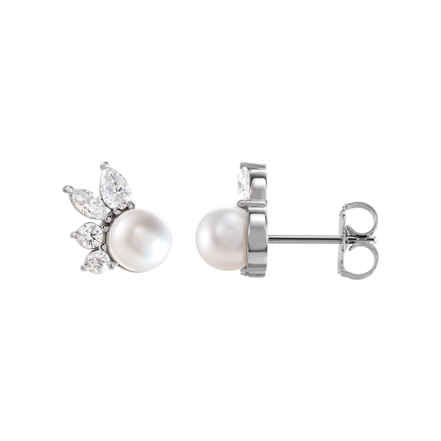 akoya cultured pearl stud earrings in 14k white gold