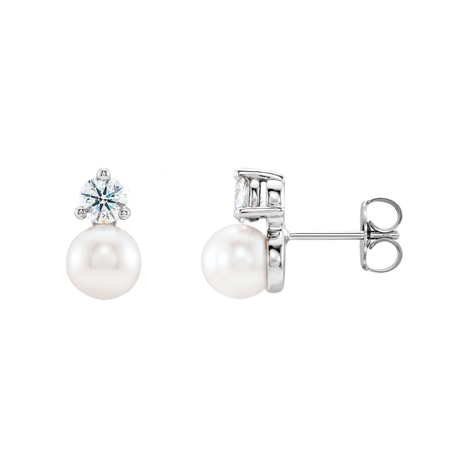 freshwater cultured pearl stud earrings in 14k white gold