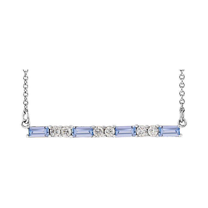 Diamond Bar Tanzanite Necklace in 14K White Gold