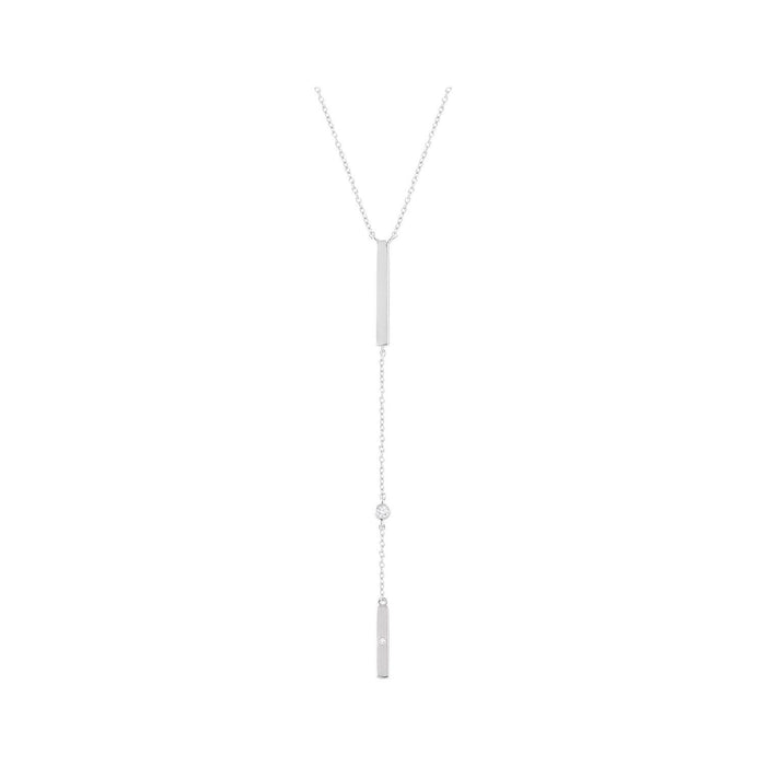 Diamond Bar Y Necklace (.06 ctw) in 14k white gold — shown on its included chain