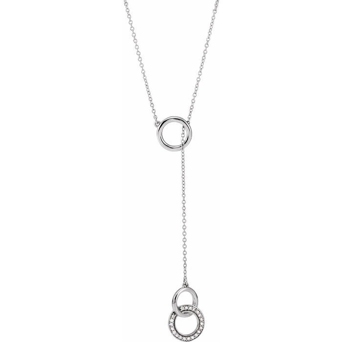 Diamond Circle Y Necklace (1/10 ctw) in 14K White Gold