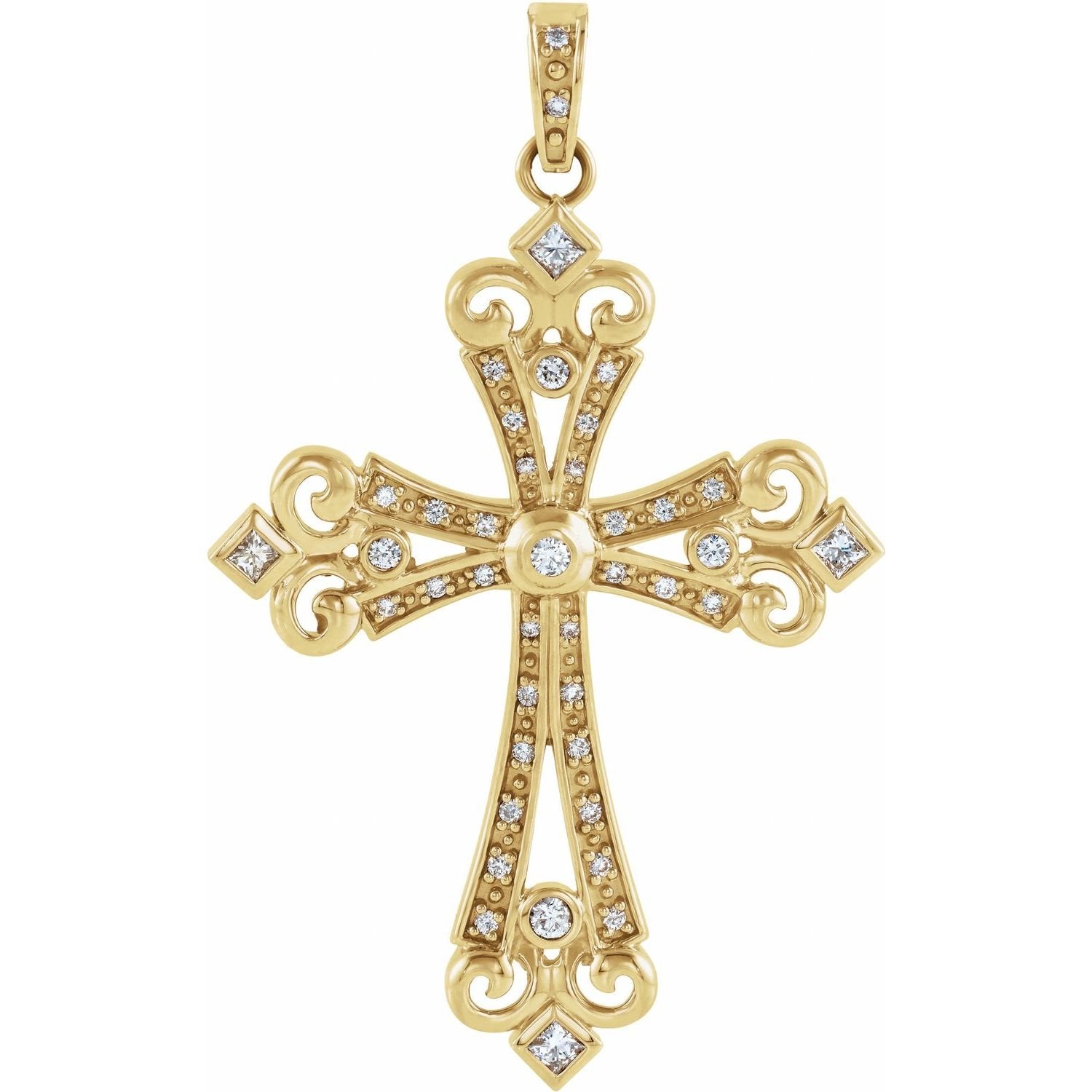 diamond cross pendant in 14k Yellow Gold