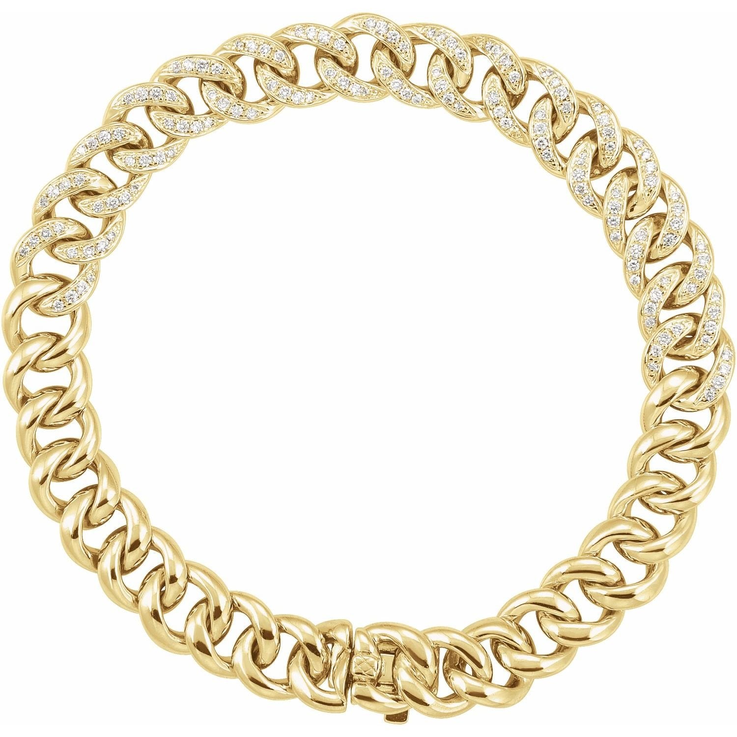 diamond curb-link bracelet · ¾ ct in 14k Yellow Gold