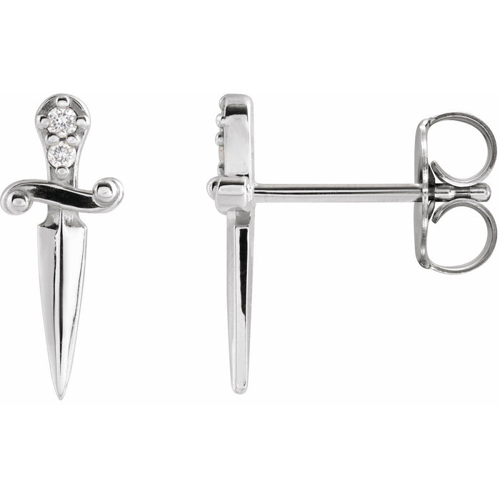 Diamond Dagger Earrings (.025 ctw) in 14k white gold or platinum