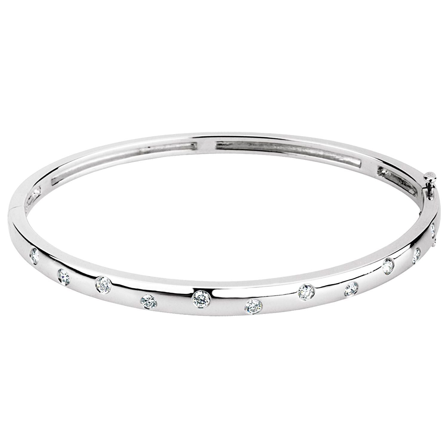 Diamond Half-Eternity Bangle Bracelet in White Gold