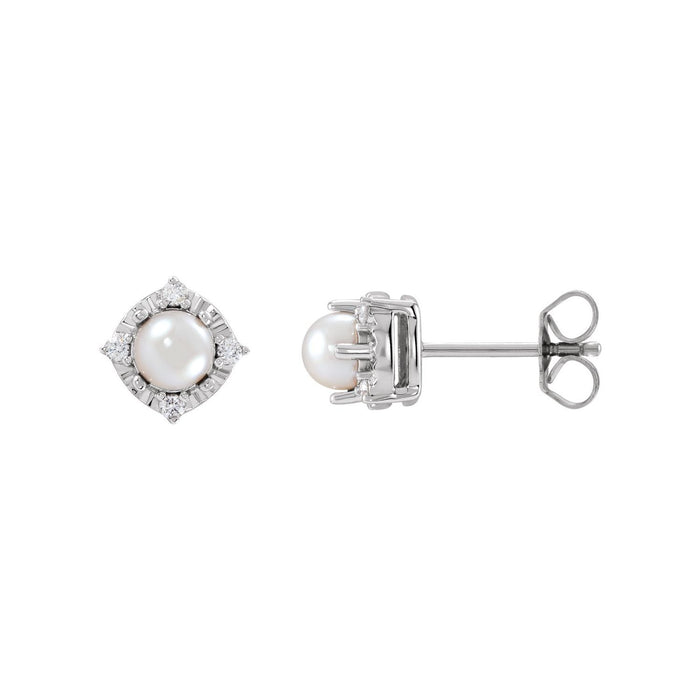 freshwater cultured pearl stud earrings in 14k white gold