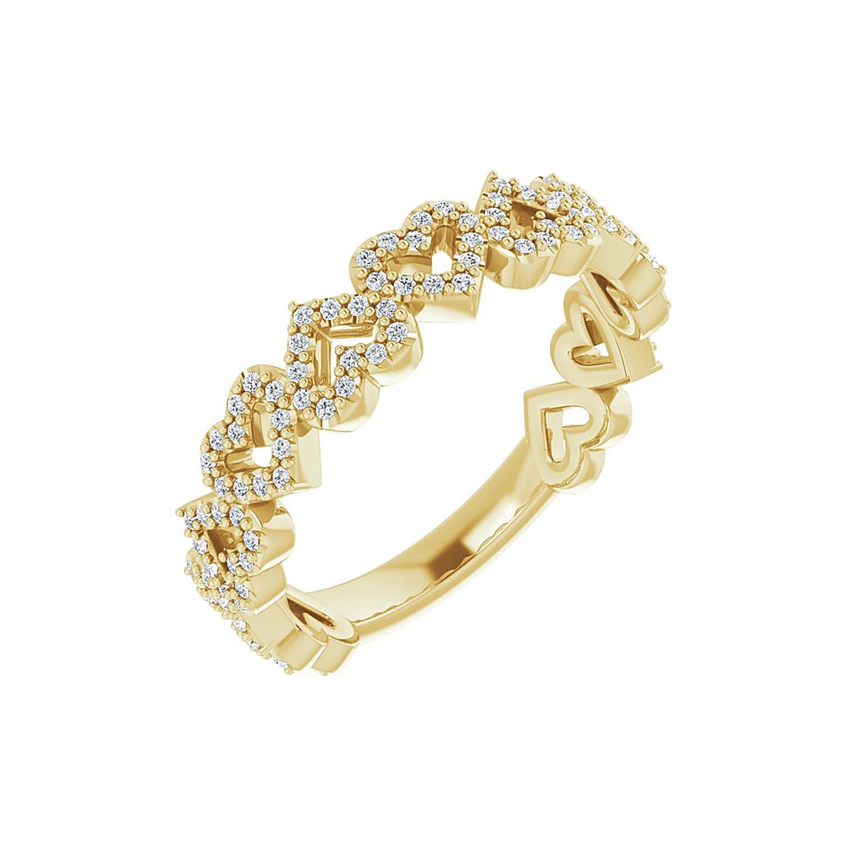 diamond heart band promise ring in 14k yellow gold
