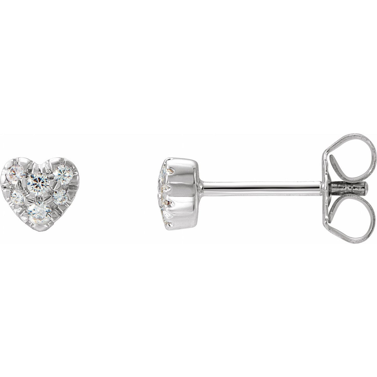 Diamond Heart Earrings in 14k white gold
