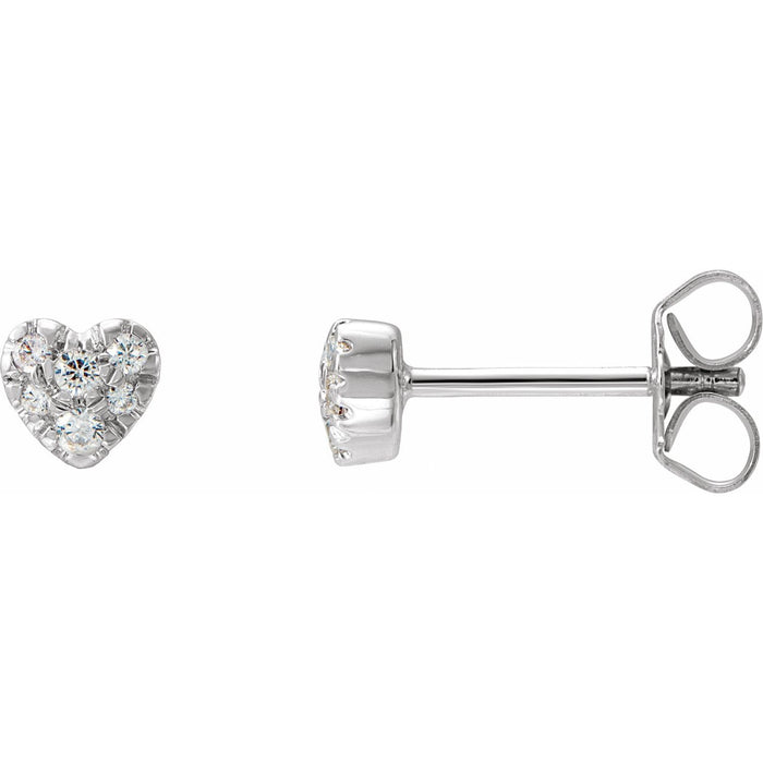 Diamond Heart Earrings in 14K White Gold