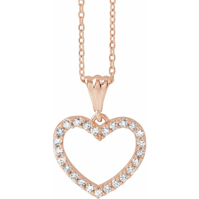 Diamond Heart Necklace in 14K Rose Gold