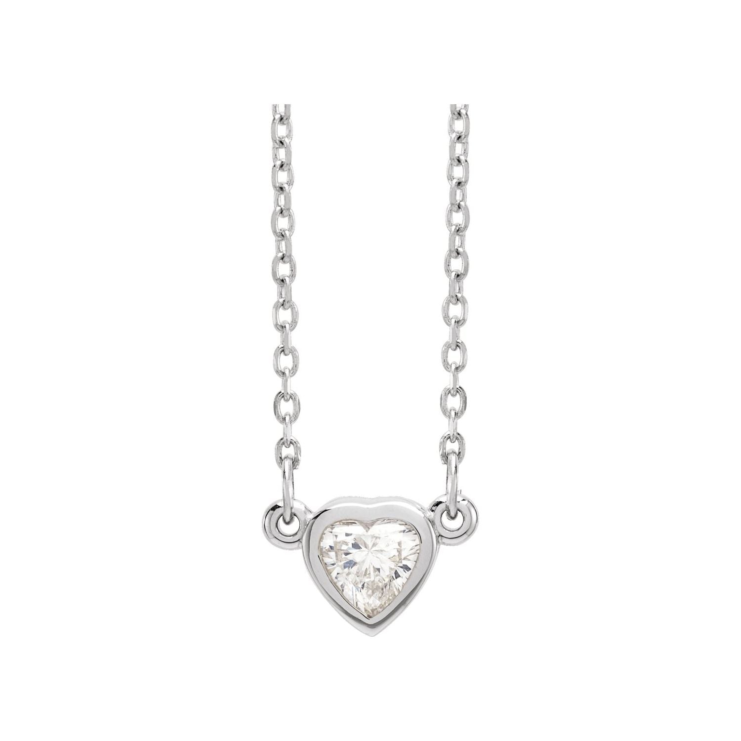 14K White Gold Natural Diamond Diamond Heart Necklace