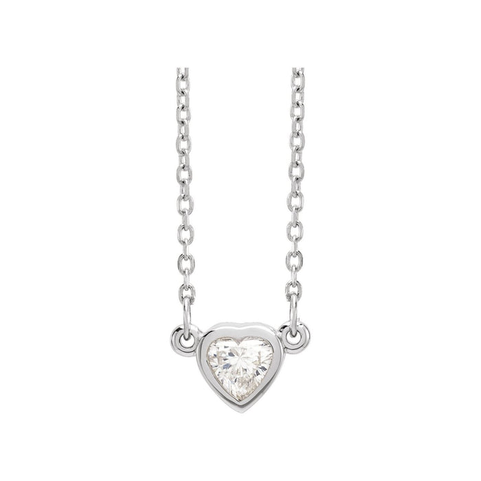 14K White Gold Natural Diamond Diamond Heart Necklace