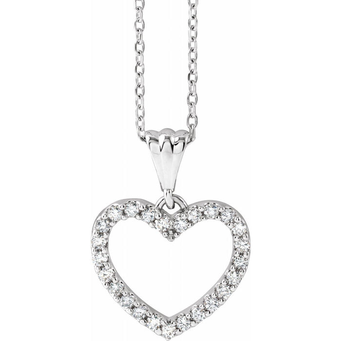 Diamond Heart Necklace in 14K White Gold