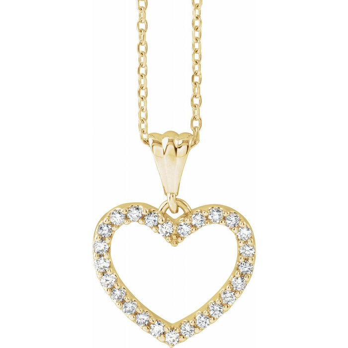 Diamond Heart Necklace in 14K Yellow Gold
