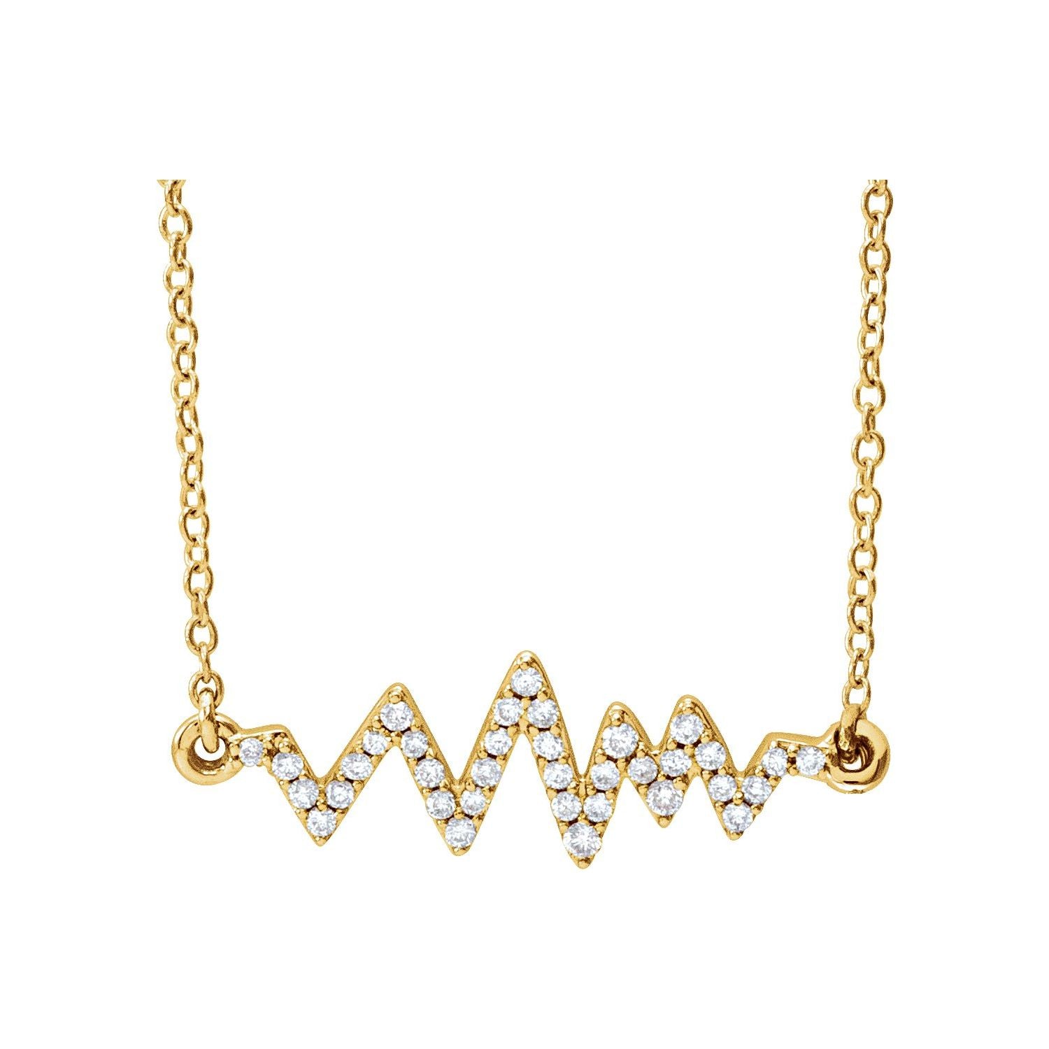 Diamond Heartbeat Necklace in 14K Yellow Gold
