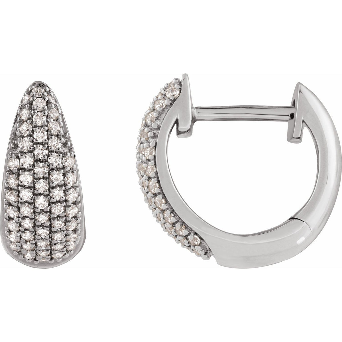 Diamond Hinged Hoop Earrings 1/3 ctw in 14k white gold
