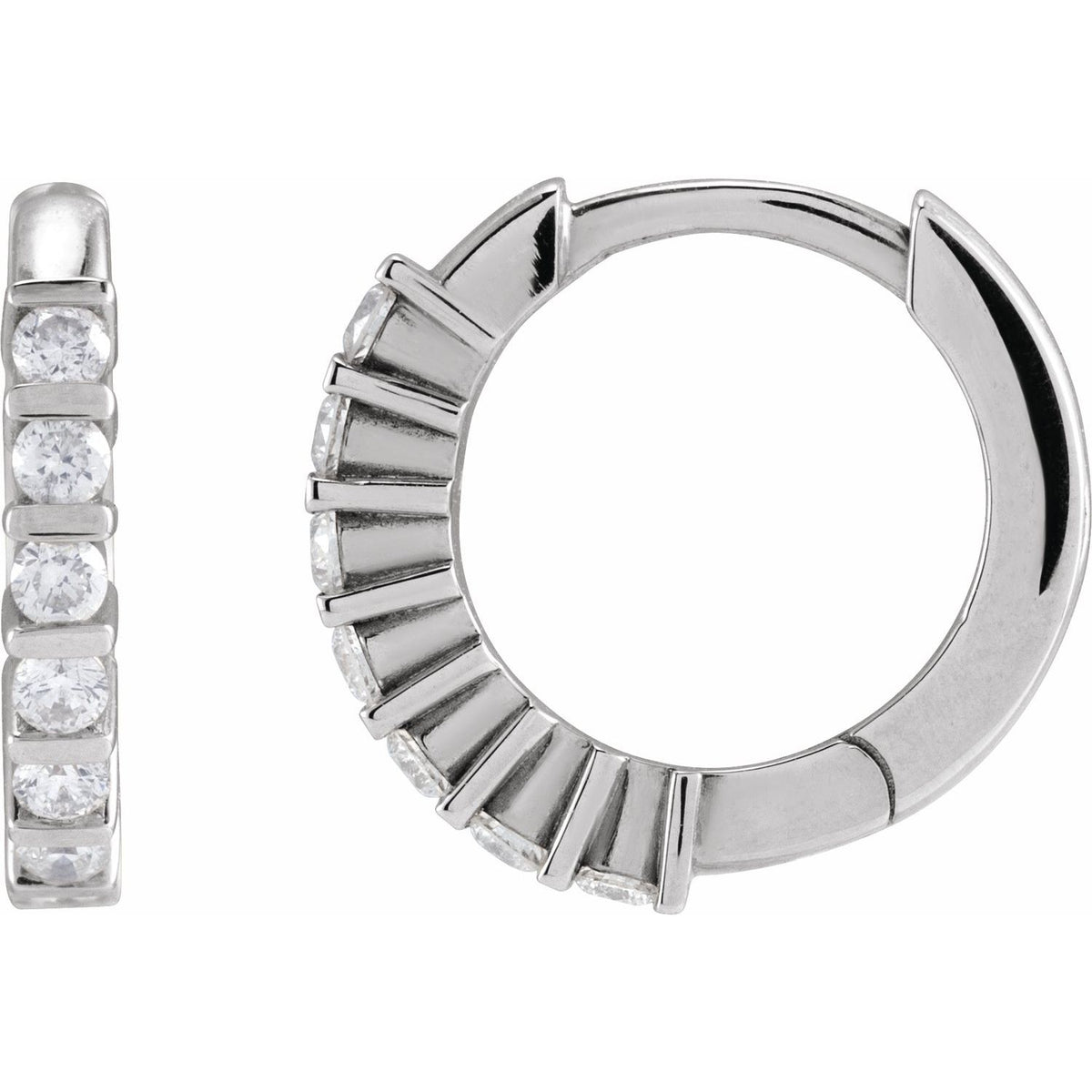 Diamond Hinged Hoop Earrings (10.7 mm) in 14k white gold or platinum