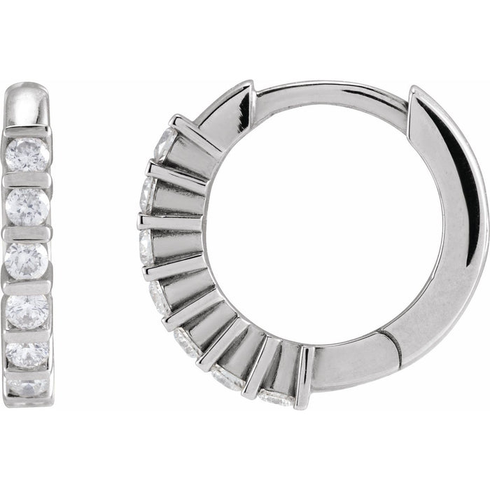 Diamond Hinged Hoop Earrings (10.7 mm) in 14k white gold or platinum