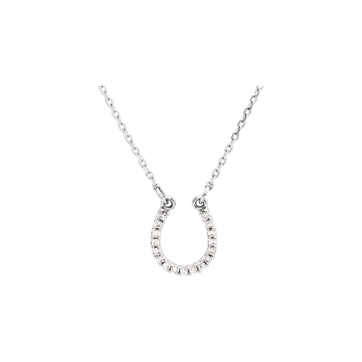 Diamond Horseshoe Necklace (.07 ctw) in 14k white gold — shown on its included chain