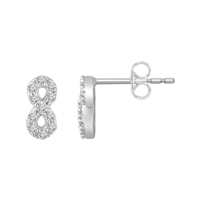 Diamond Infinity Drop Earrings (1/6 ctw) in 14k white gold