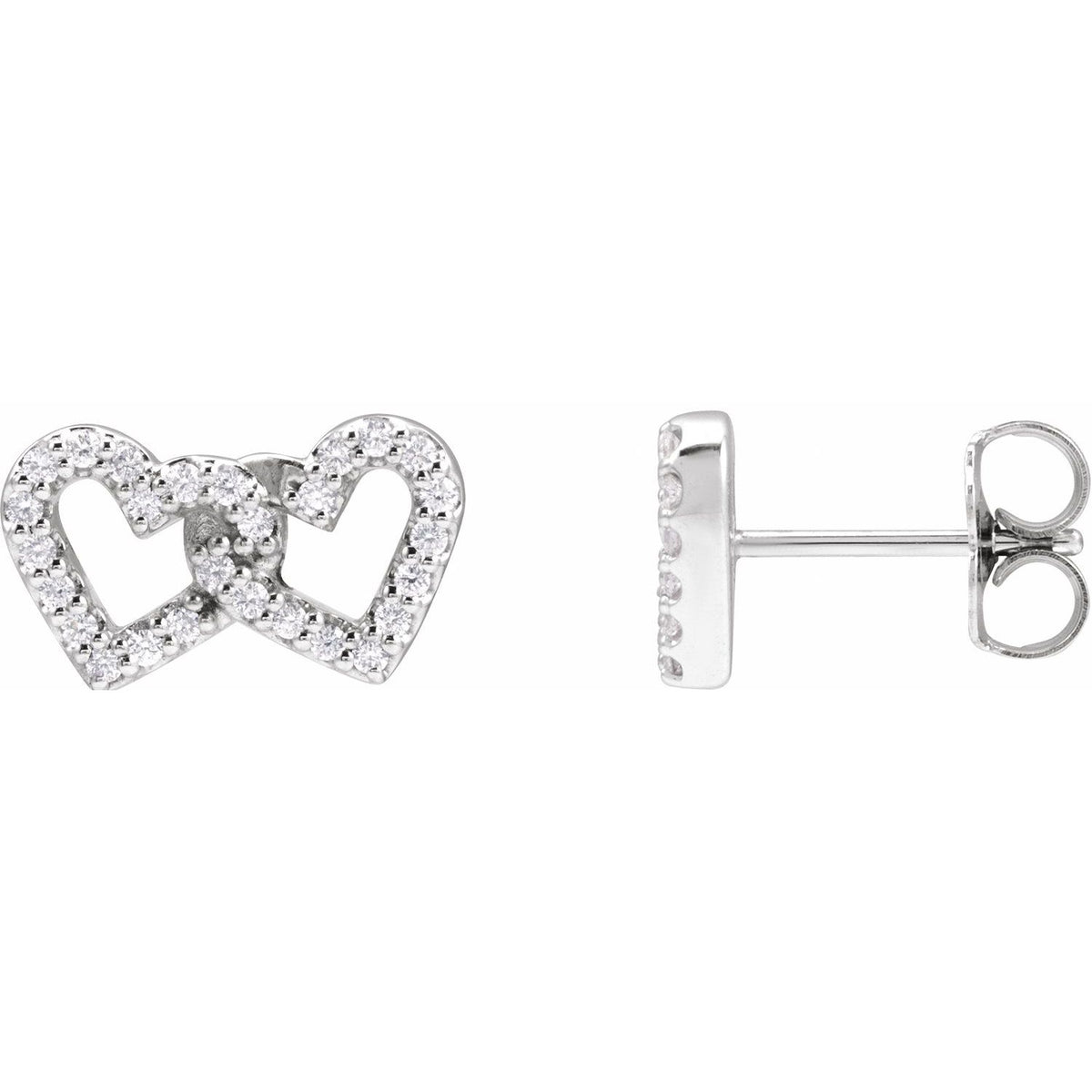 Diamond Interlocking Heart Earrings in 14k white gold