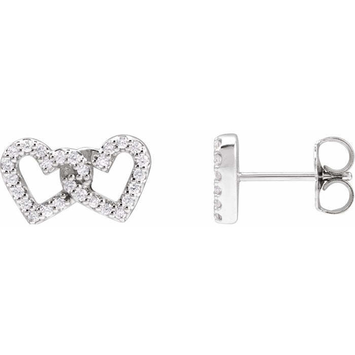 Diamond Interlocking Heart Earrings in 14k white gold