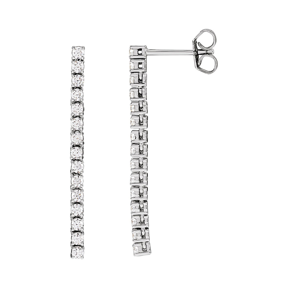 Diamond Line drop earrings in 14K White Gold
