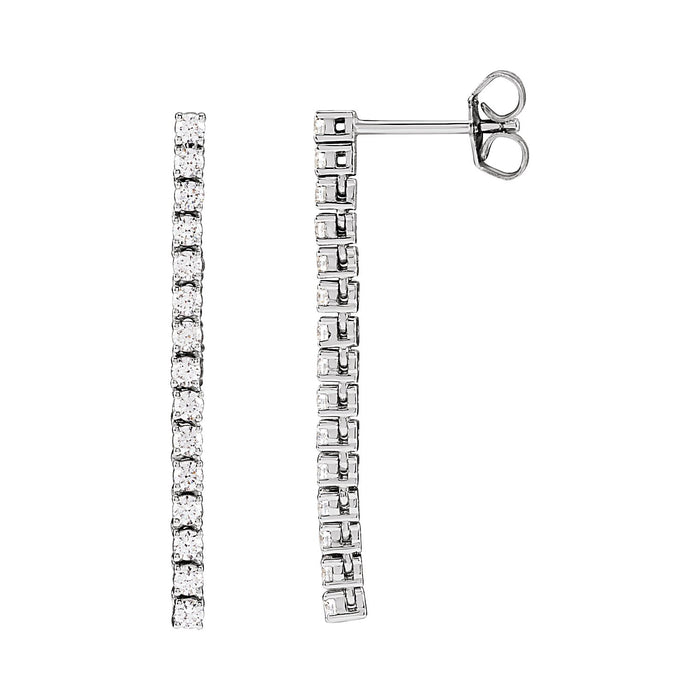 Diamond Line drop earrings in 14K White Gold
