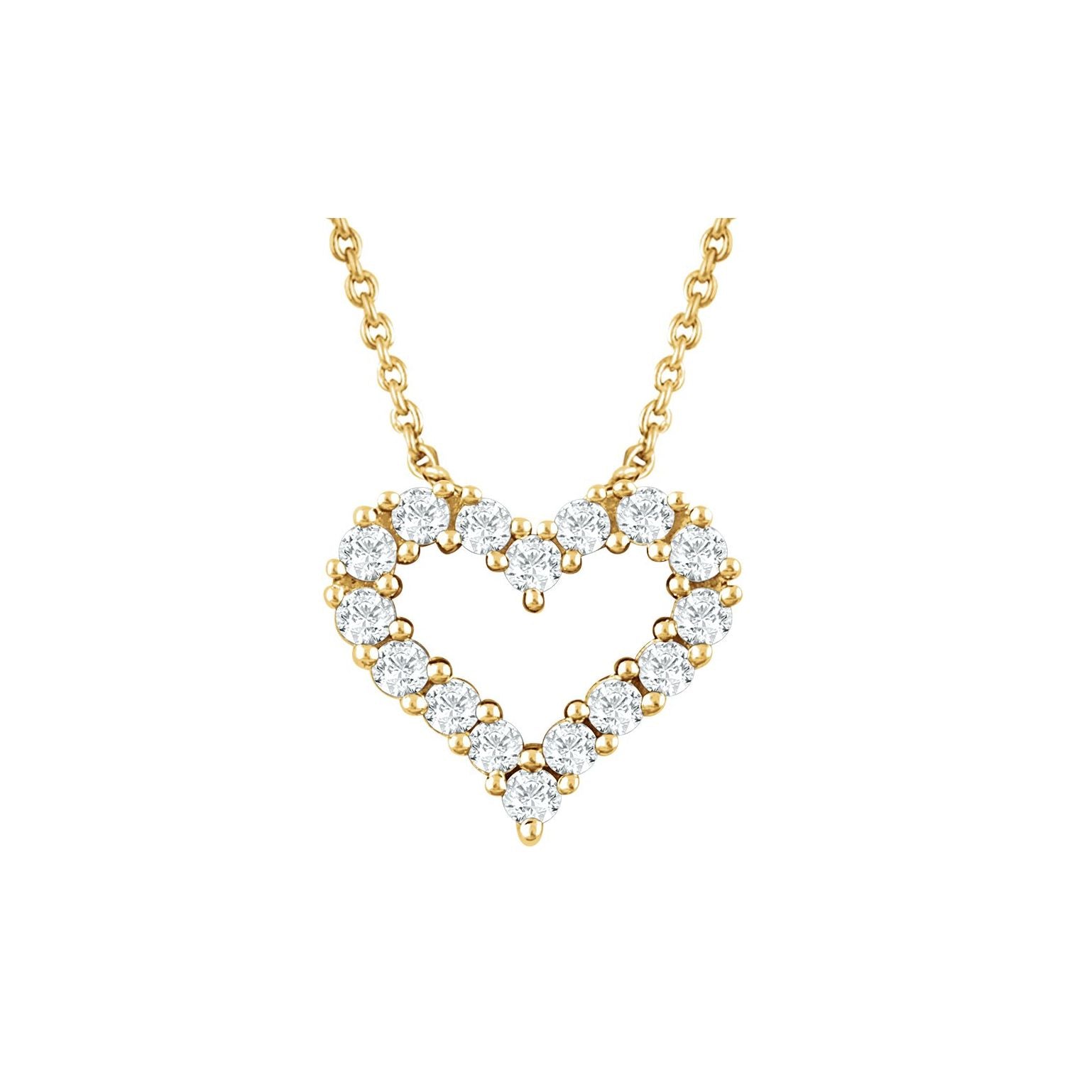 Diamond Pavé Heart Necklace in 14K Yellow Gold