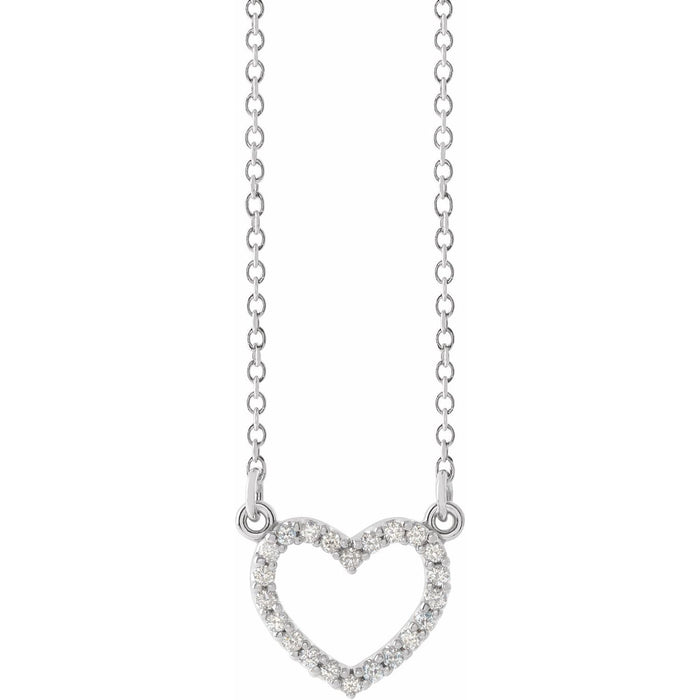 Diamond Petite Heart Necklace in 14K White Gold