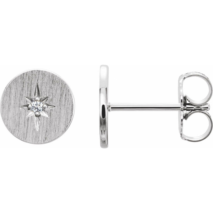 Diamond Starburst Disc Stud Earrings (.02 ctw) in 14k white gold or platinum