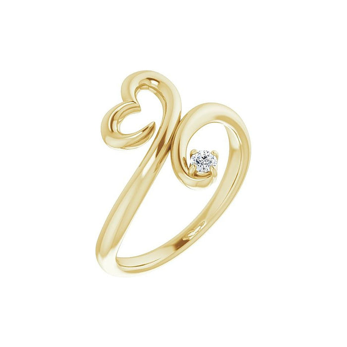 diamond swirl heart promise ring in 14k yellow gold