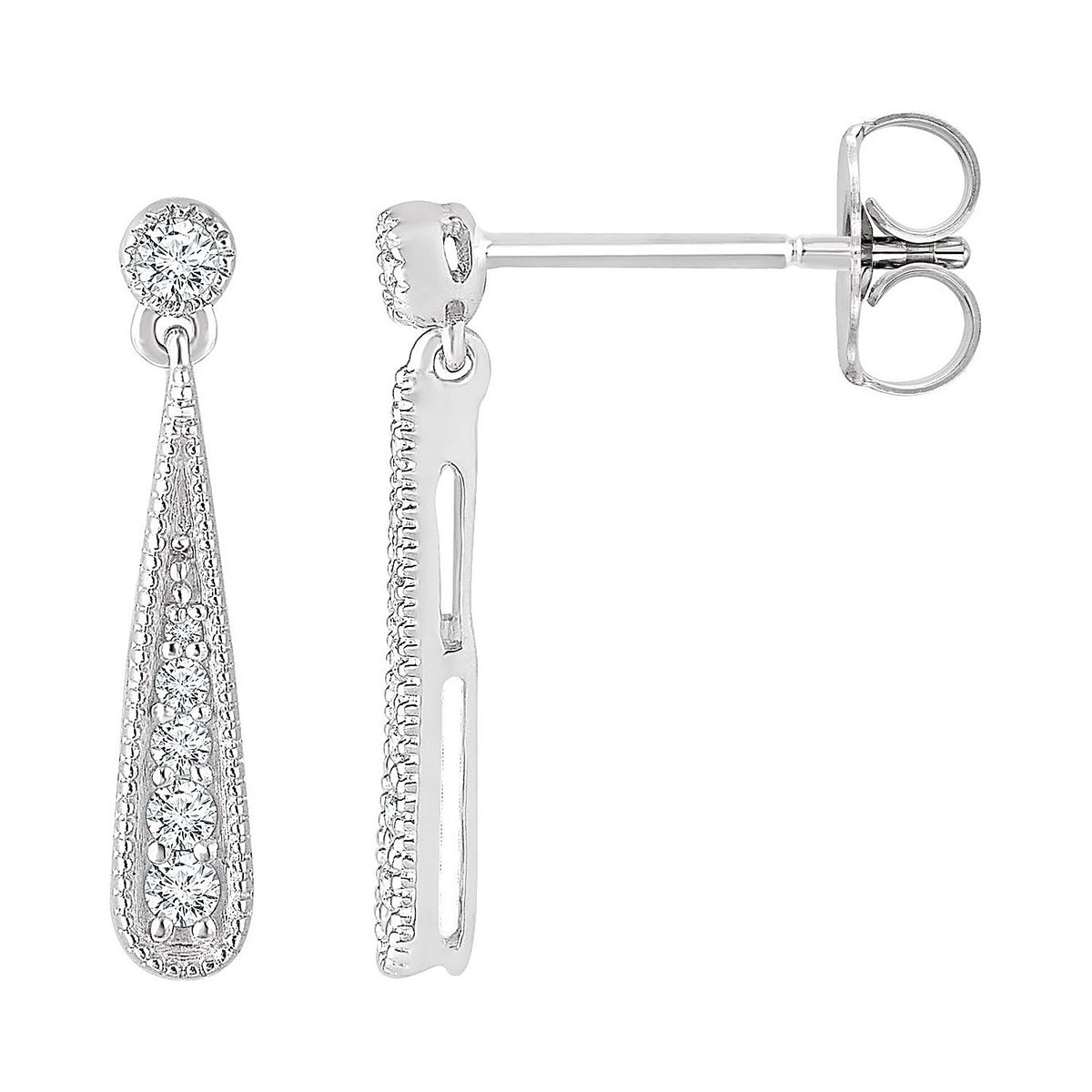 Diamond Teardrop drop earrings in 14K White Gold