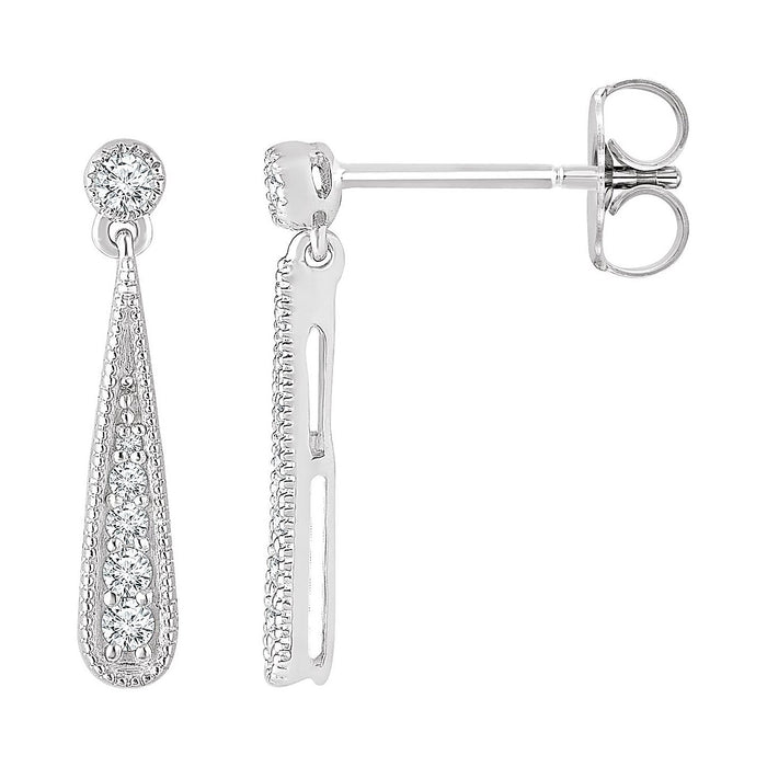Diamond Teardrop drop earrings in 14K White Gold