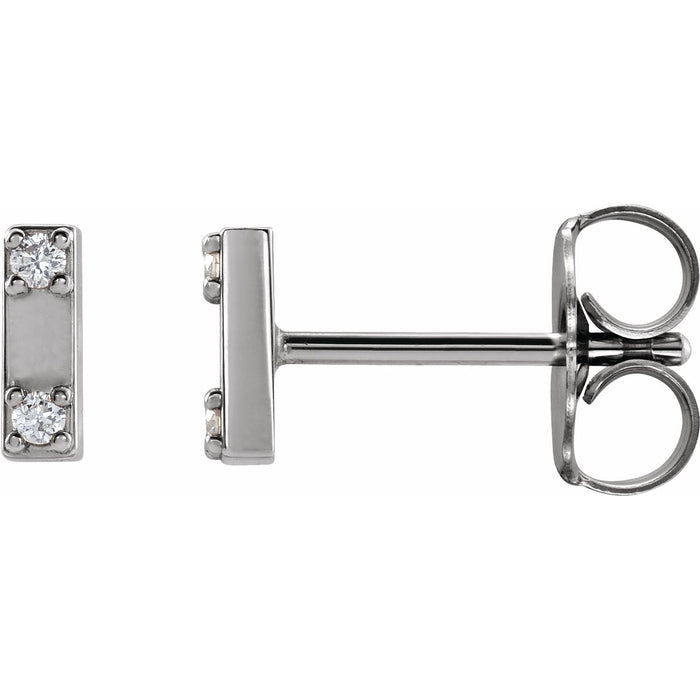 Diamond Two-Stone Bar Stud Earrings (.03 ctw) in 14k white gold or platinum