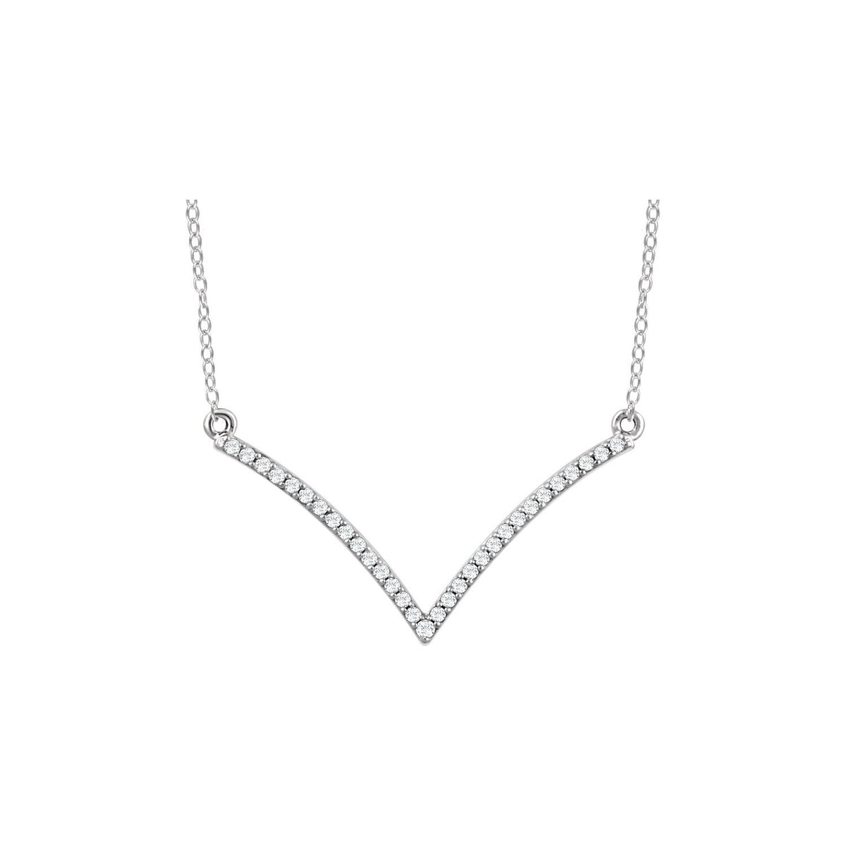 Diamond V Necklace (1/6 ctw) in 14k white gold — shown on its included chain