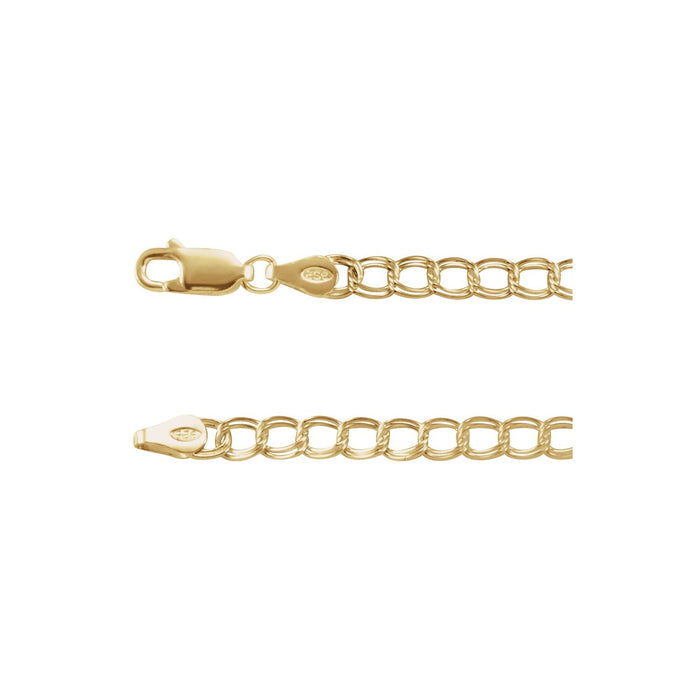 Double Link Curb Chain Bracelet in 14K Yellow Gold
