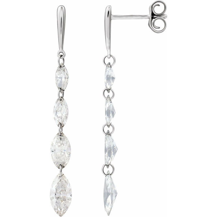 Drilled Marquise Lab-Grown Diamond Drop Earrings (1 1/2 ctw) in 14K White Gold