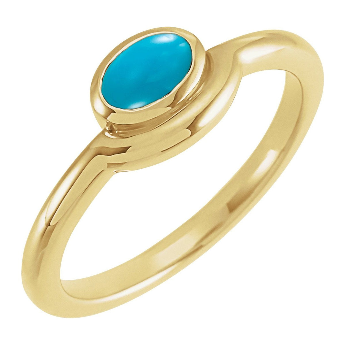 East-West Bezel Turquoise Ring in 14K Yellow Gold