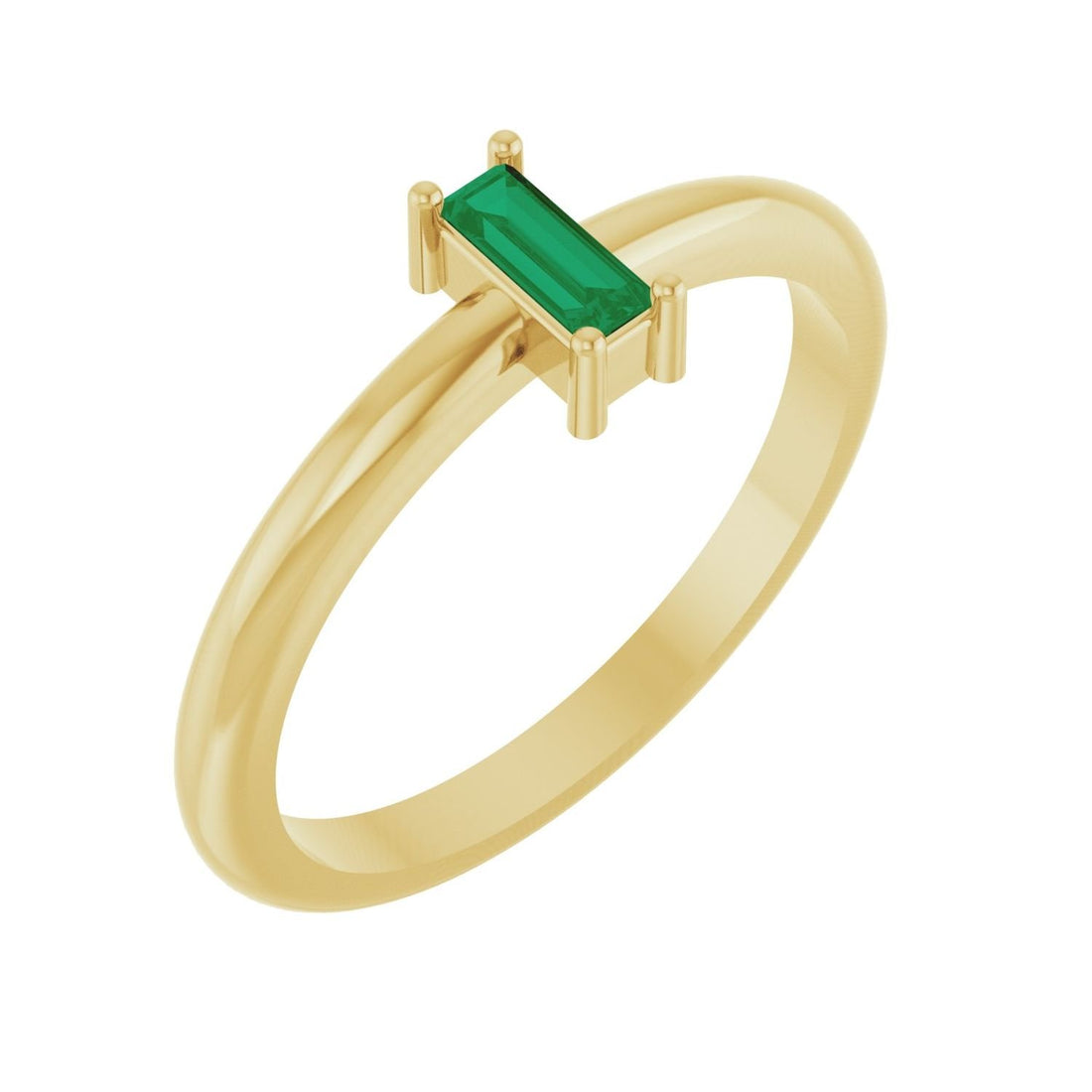east-west lab-grown emerald baguette ring in 14k Yellow Gold