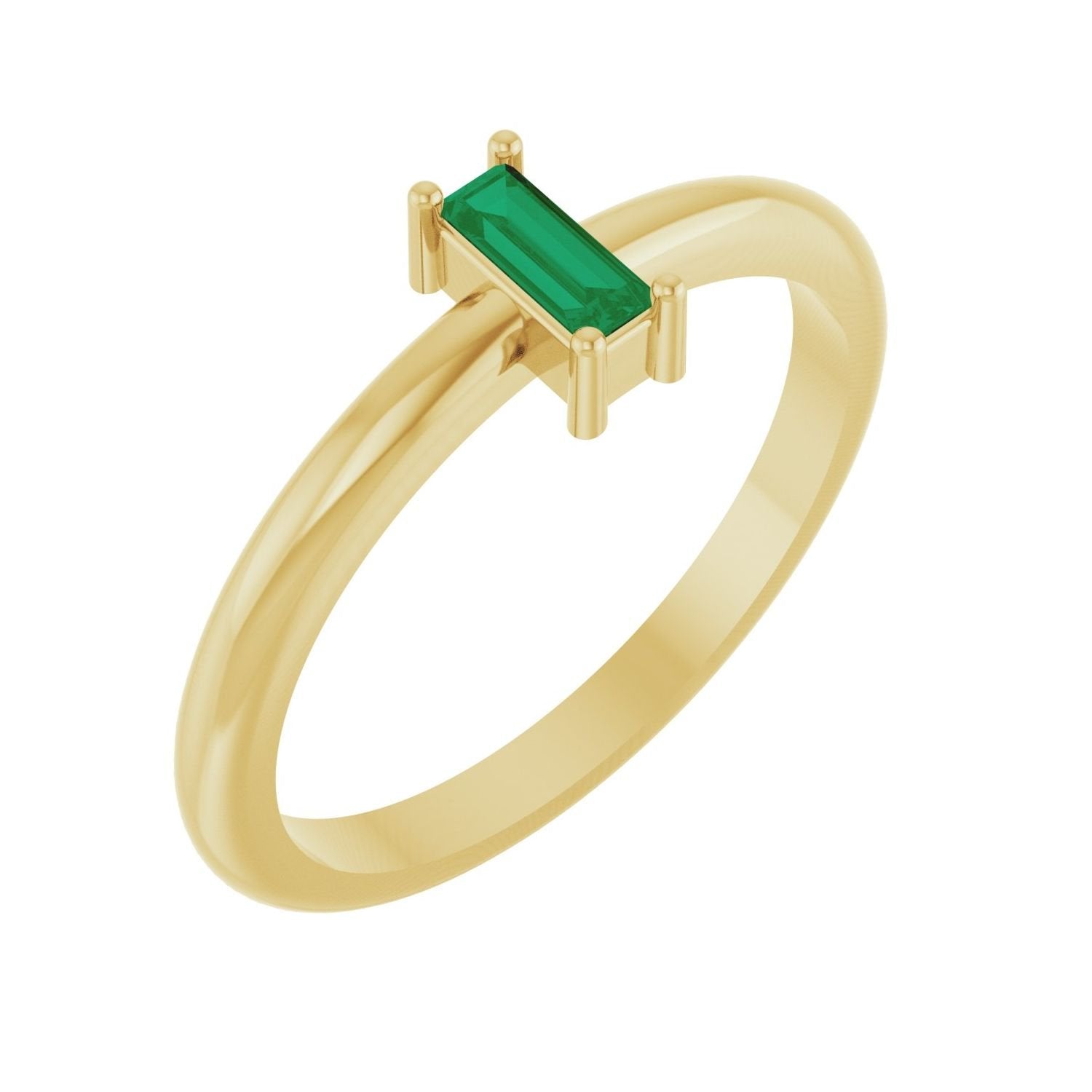 east-west lab-grown emerald baguette ring in 14k Yellow Gold
