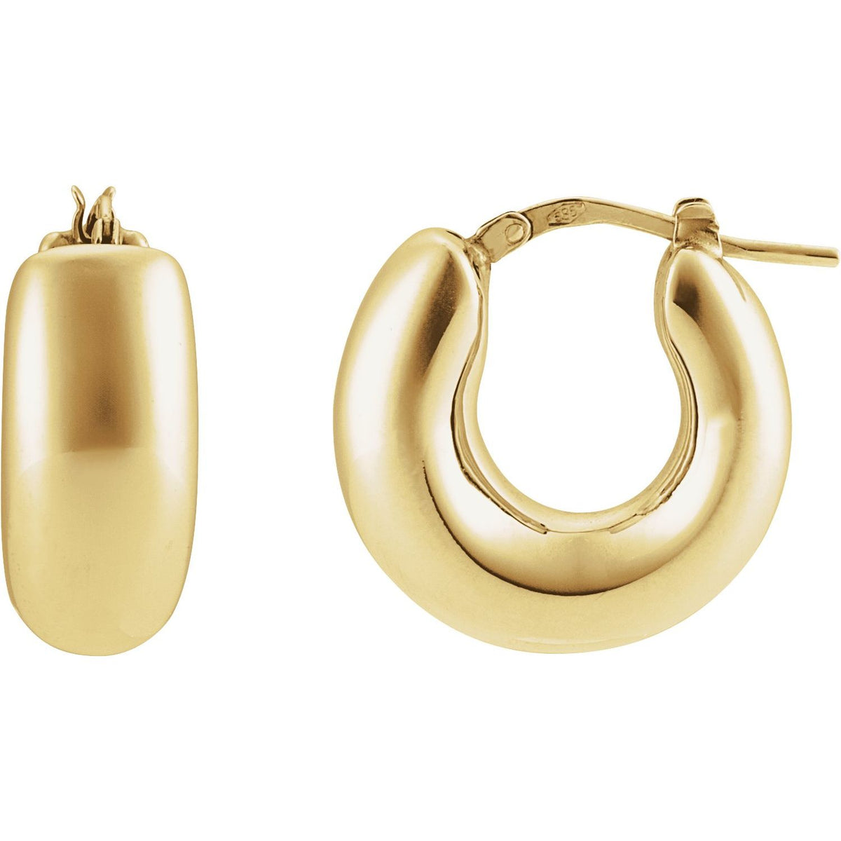 Electroform Puffed Hoop Earrings in 14k yellow gold