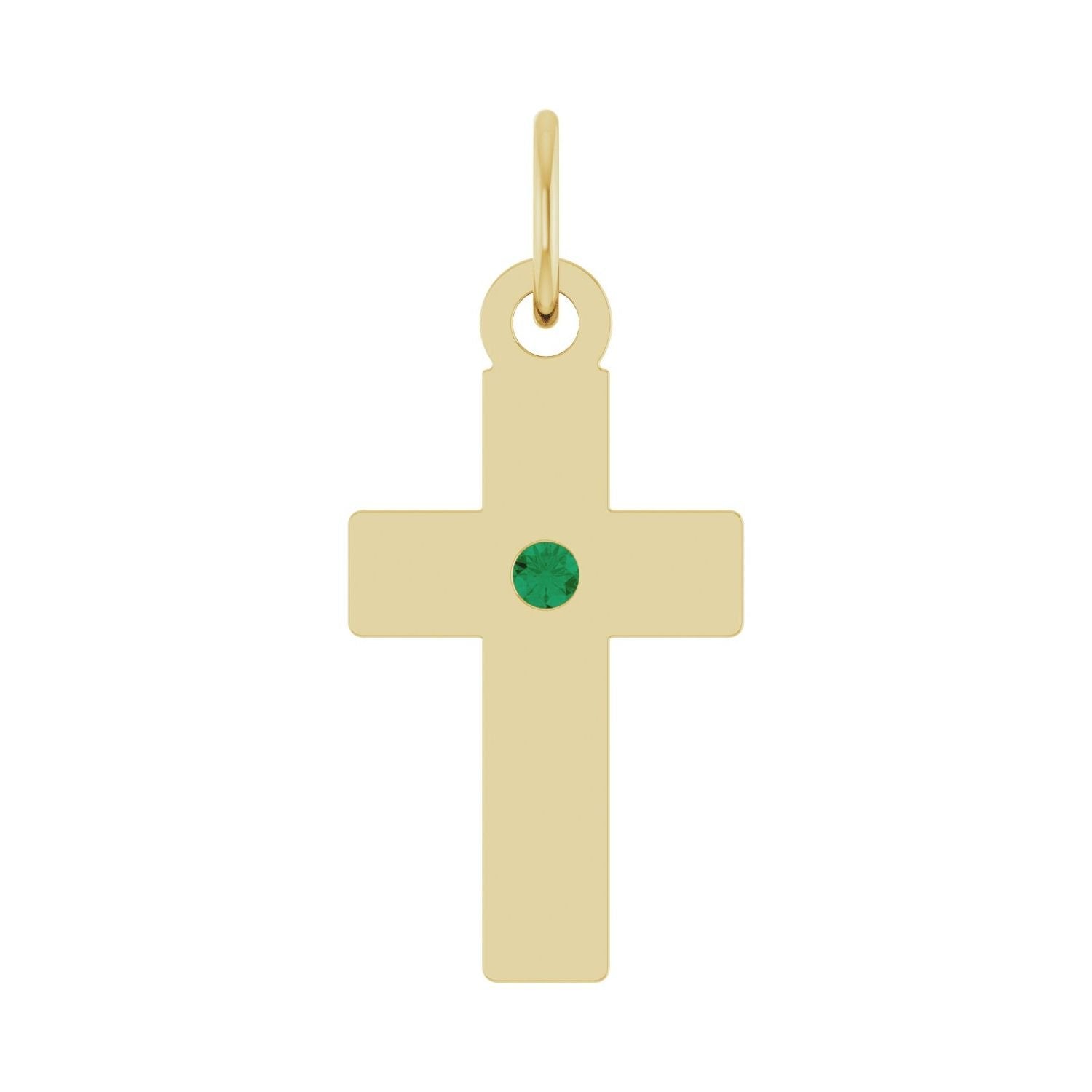 emerald cross pendant in 14k Yellow Gold