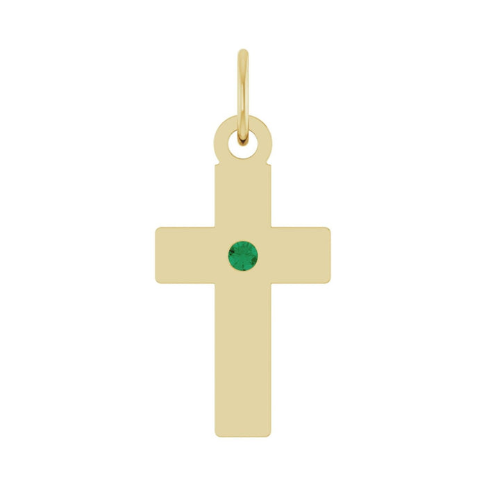 emerald cross pendant in 14k Yellow Gold