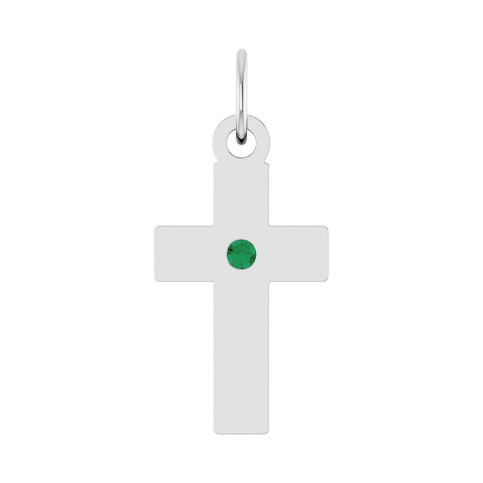 emerald cross pendant in Sterling Silver