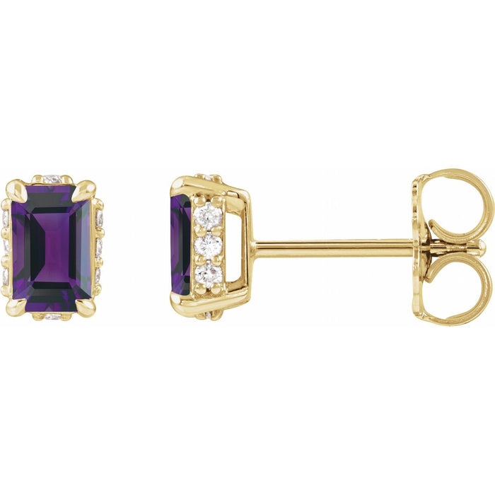emerald-cut amethyst stud earrings in 14k Yellow Gold