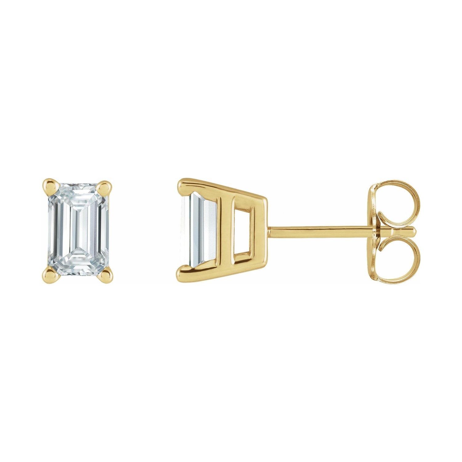 14K Yellow Gold Emerald-Cut Lab-Grown Diamond Stud Earrings (5/8 ct tw)