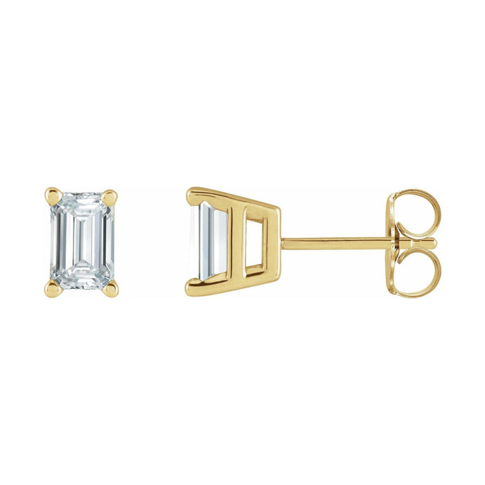 14K Yellow Gold Emerald-Cut Lab-Grown Diamond Stud Earrings (5/8 ct tw)