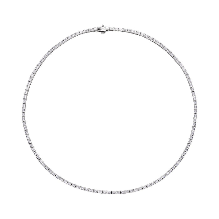 emerald-cut lab-grown diamond tennis necklace in 14k white gold