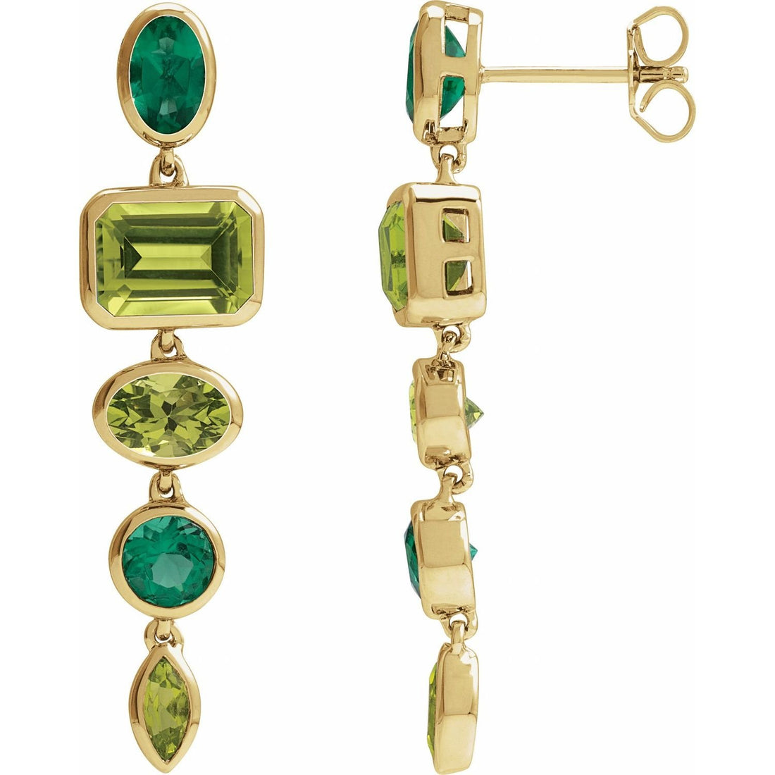 emerald-cut peridot drop earrings in 14k Yellow Gold